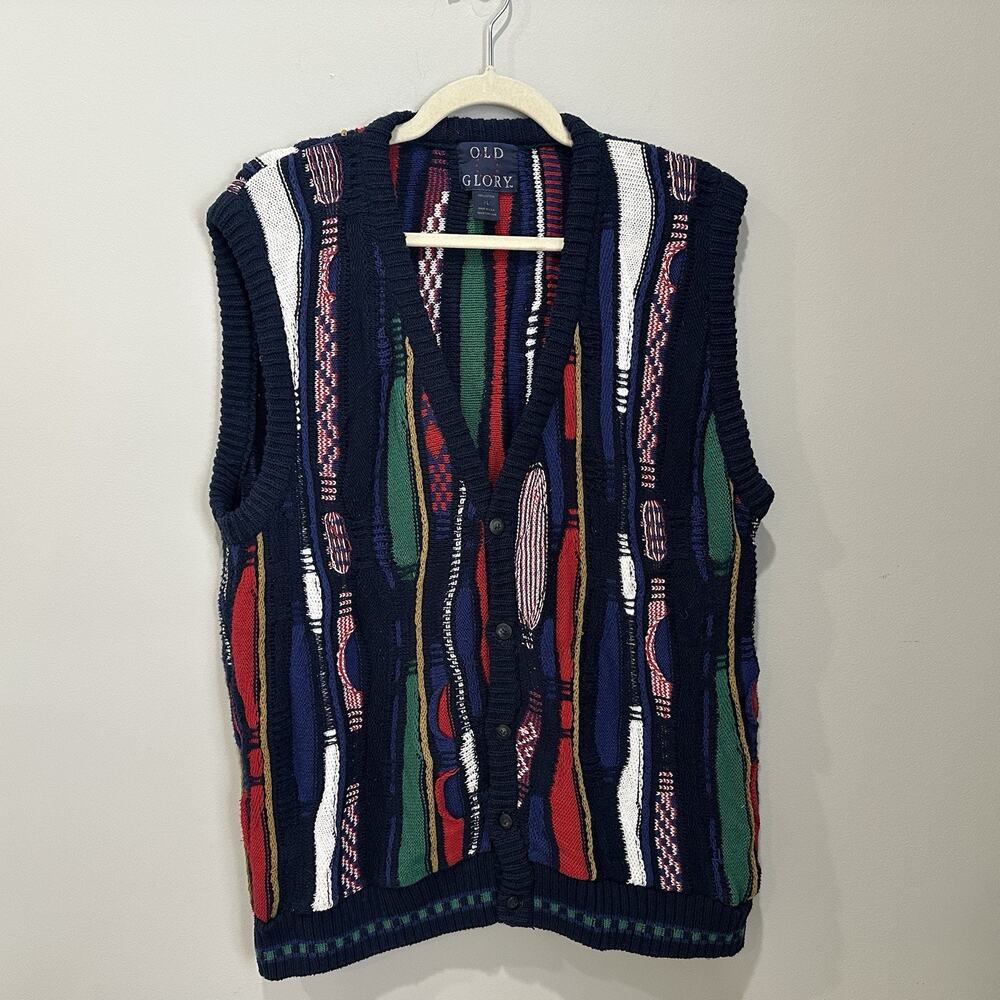 Vintage old glory Men’s XLarge Colorful Sweater Vest Coogi‎ Style
